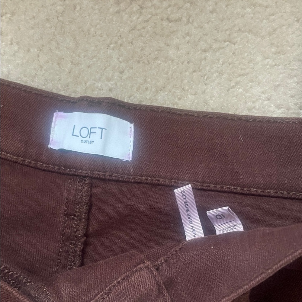 LOFT Outlet Deep Brown High-Rise Wide-Leg Pants - Picture 2 of 3